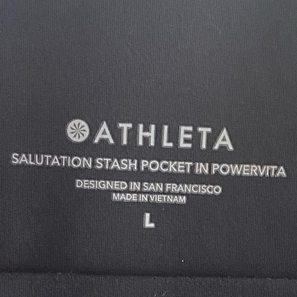 Athleta Salutation Stash Side Pockets Powervita RN 54023 Black Size Large - Picture 10 of 16